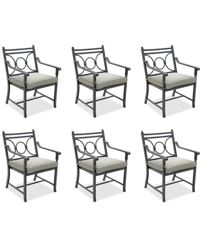 Shop Agio Wythburn Mix And Match Scroll Outdoor Dining Chairs, Set Of 6 In Oyster Light Grey,pewter Finish