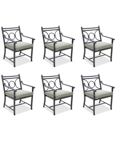 Agio Wythburn Mix And Match Scroll Outdoor Dining Chairs, Set Of 6 In Oyster Light Grey,pewter Finish