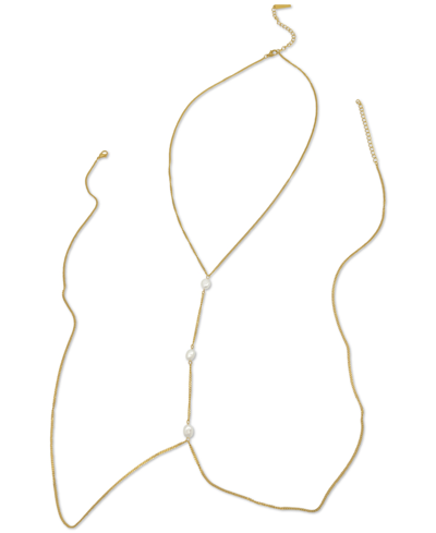 Shop Adornia 14k Gold-plated Imitation Pearl Adjustable Body Chain
