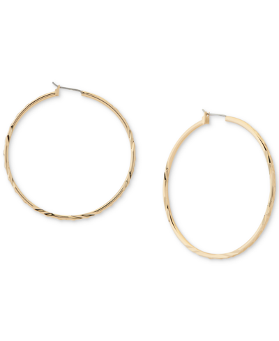 Shop Lucky Brand Two-tone 3-pc. Set Textured Hoop Earrings In Yellow