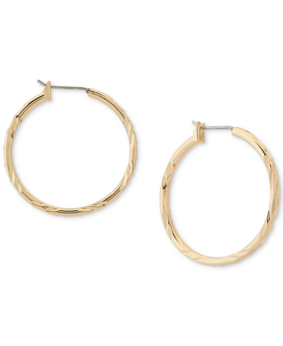 Shop Lucky Brand Two-tone 3-pc. Set Textured Hoop Earrings In Yellow