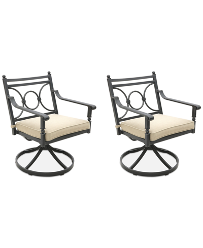 Shop Agio Wythburn Mix And Match Scroll Outdoor Swivel Chairs, Set Of 2 In Straw Natural,pewter Finish