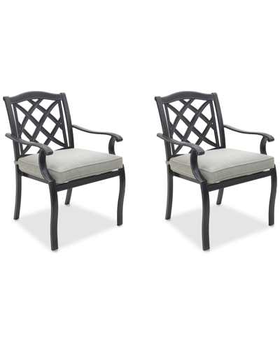 Shop Agio Wythburn Mix And Match Lattice Outdoor Dining Chairs, Set Of 2 In Oyster Light Grey,pewter Finish