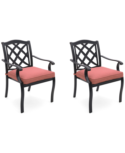 Shop Agio Wythburn Mix And Match Lattice Outdoor Dining Chairs, Set Of 2 In Peony Brick Red,bronze Finish