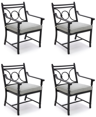 Shop Agio Wythburn Mix And Match Scroll Outdoor Dining Chairs, Set Of 4 In Oyster Light Grey,bronze Finish