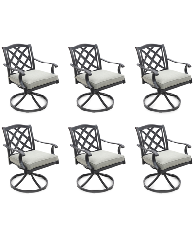 Shop Agio Wythburn Mix And Match Lattice Outdoor Swivel Chairs, Set Of 6 In Oyster Light Grey,pewter Finish