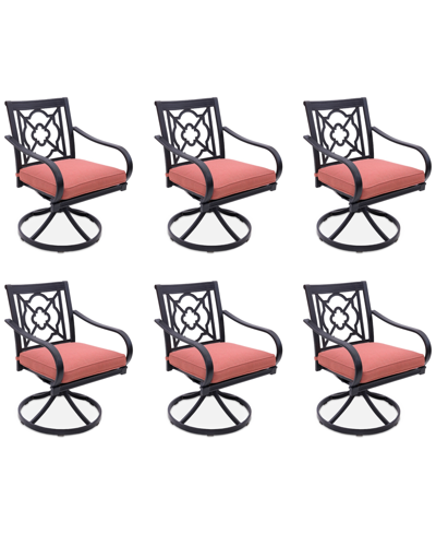 Agio St Croix Outdoor 6-pc Swivel Chair Bundle Set In Peony Brick Red