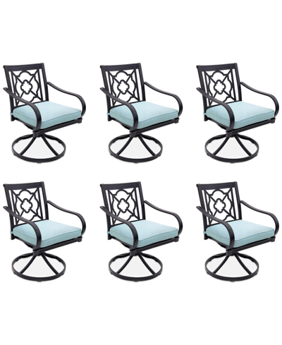 Agio St Croix Outdoor 6-pc Swivel Chair Bundle Set In Spa Light Blue