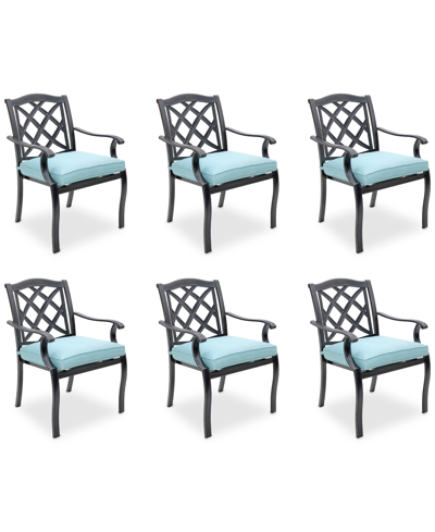 Shop Agio Wythburn Mix And Match Lattice Outdoor Dining Chairs, Set Of 6 In Spa Light Blue,pewter Finish