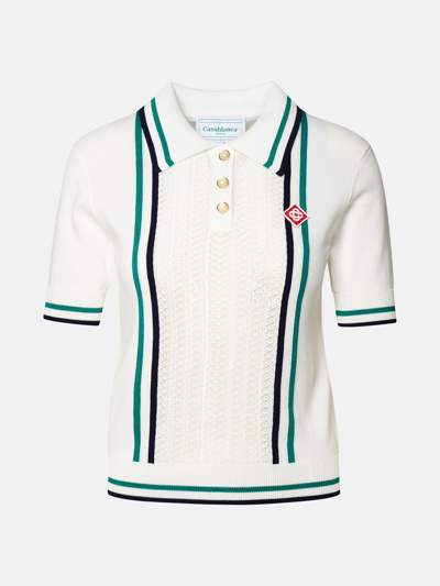 Shop Casablanca White Viscose Blend Polo Shirt