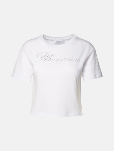 Shop Blumarine White Cotton Crop T-shirt