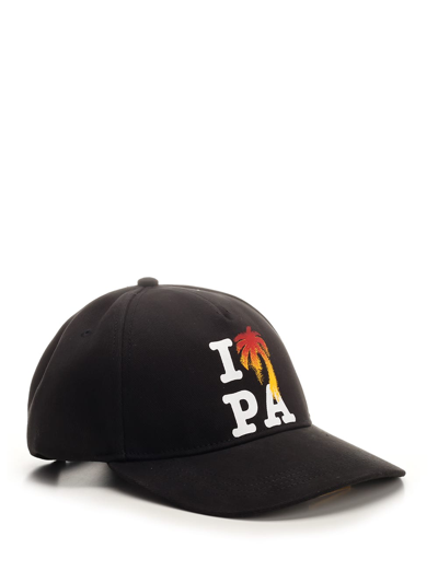 Shop Palm Angels I Love Pa Print Baseball Cap In Black