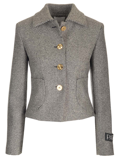 Shop Patou Short Tweed Jacket In Grey