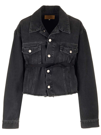 Shop Mm6 Maison Margiela Black Denim Jacket