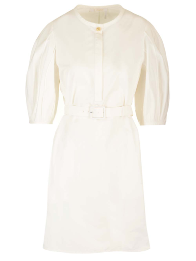 Shop Chloé Cotton Poplin Shirt Dress In White