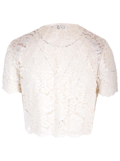 Shop Self-portrait Lace Cropped Top In White