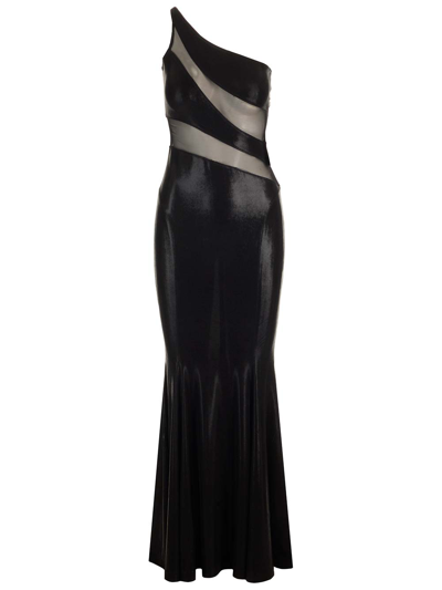 Shop Norma Kamali Long Mesh Mermaid Dress In Black