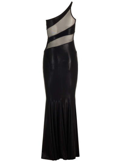 Shop Norma Kamali Long Mesh Mermaid Dress In Black