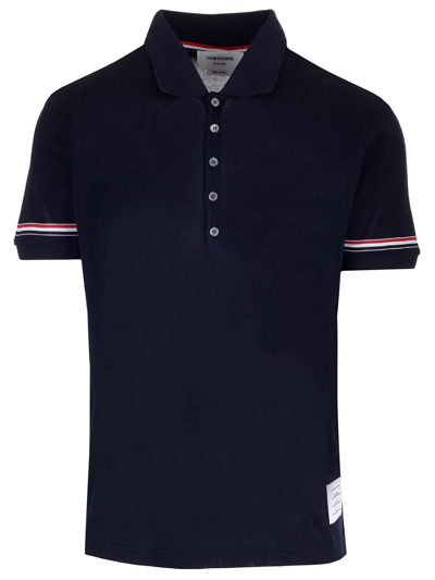 Shop Thom Browne Knit Polo Shirt In Blue