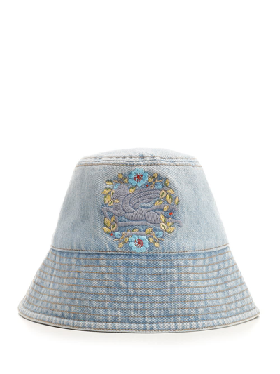 Shop Etro Blue Denim Bucket Hat In Light Blue