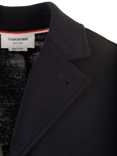 Thom Browne Logo Patch Single-breasted Blazer In Blue