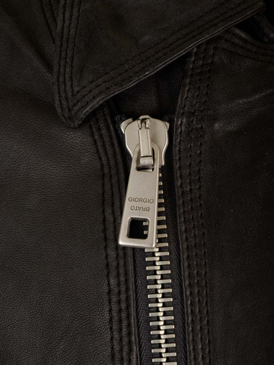 Shop Giorgio Brato Brushed Leather Biker Jacket In Grey