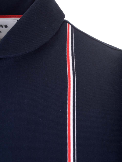 Shop Thom Browne Cotton Knit Polo Shirt In Blue