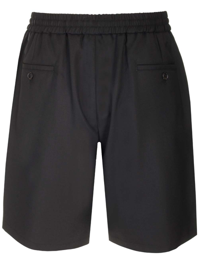 Shop Ami Alexandre Mattiussi Black Wool Bermuda Shorts