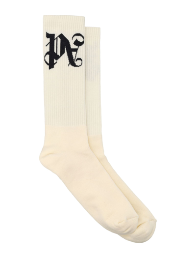 Shop Palm Angels Monogram Socks In White