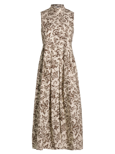 Shop Max Mara Women's Marisa Filigree Cotton Sleeveless Dress In Ecru