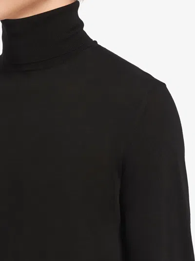 Prada Roll Neck Knitted Sweater - Black In Black