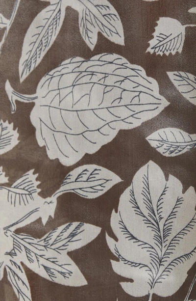 Shop Ted Baker Dottiah Leaf Print Metallic Satin Blouse In Dark Brown