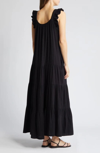 Caslon Ruffle Tiered Cotton Maxi Dress In Black