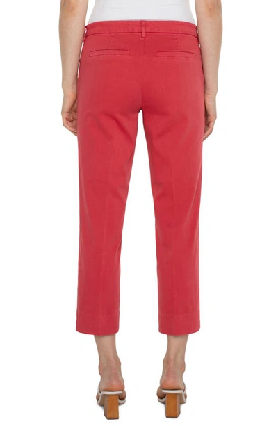 Shop Liverpool Los Angeles Kelsey Slit Hem Crop Twill Trousers In Berry Blossom