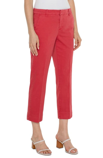 Shop Liverpool Los Angeles Kelsey Slit Hem Crop Twill Trousers In Berry Blossom