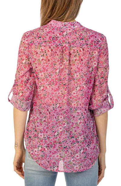 Shop Kut From The Kloth Jasmine Chiffon Button-up Shirt In Potenza-lavender Wish/ Pink