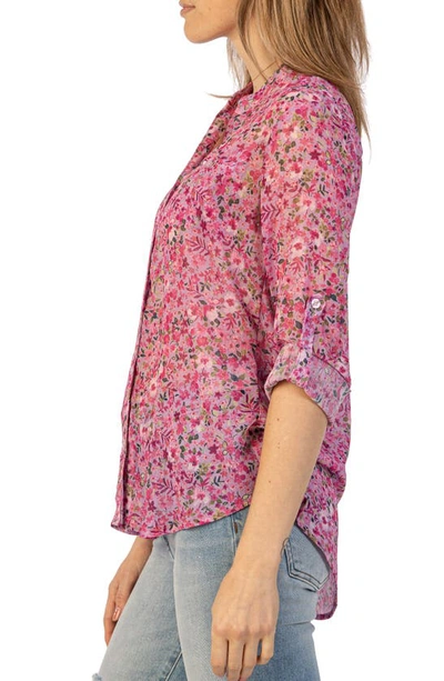 Shop Kut From The Kloth Jasmine Chiffon Button-up Shirt In Potenza-lavender Wish/ Pink