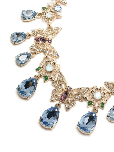 Marchesa Gold-tone Color Crystal & Imitation Pearl Filigree Butterfly Statement Necklace, 16" + 3" Extender In Gold