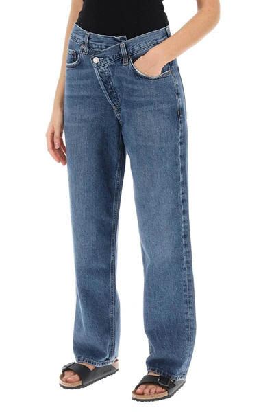 Shop Agolde Criss Cross Jeans In Blue