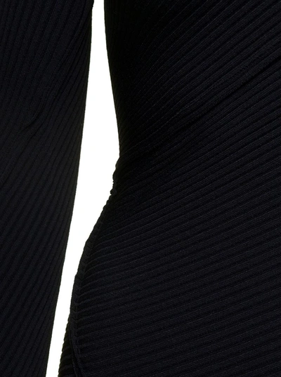 Shop Balenciaga Black Mini One-shoulder Dress With Asymmetric Motif In Viscose Woman