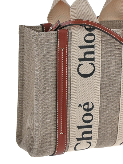Shop Chloé Woody Tote Bag In Beige