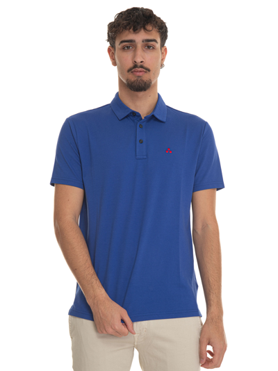Shop Peuterey Mezzola01 Polo Shirt In Jersey Cotton In Blu Elettrico