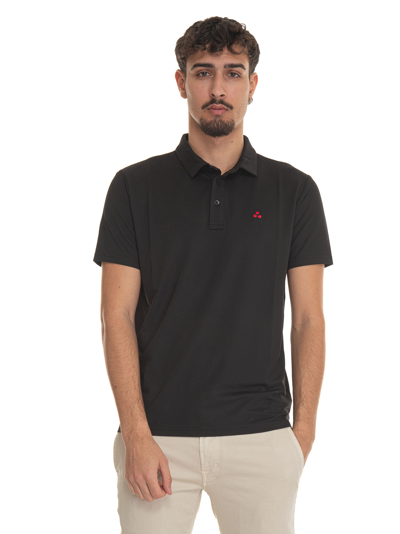 Shop Peuterey Mezzola01 Polo Shirt In Jersey Cotton In Black