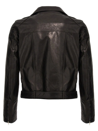 Shop Rick Owens Leather Biker Jacket Casual Jackets, Parka Black