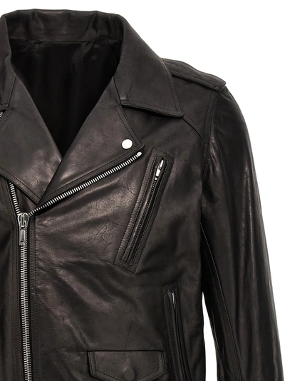 Shop Rick Owens Leather Biker Jacket Casual Jackets, Parka Black