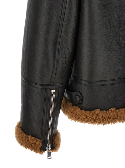 Shop Yves Salomon Leather Sheepskin Jacket Casual Jackets, Parka Brown