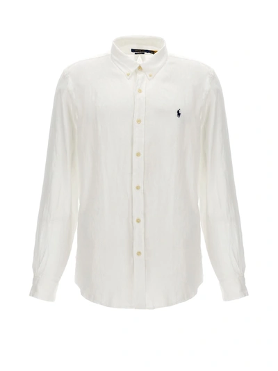 Shop Polo Ralph Lauren Logo Embroidery Shirt Shirt, Blouse White