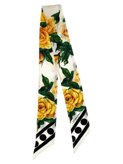 Shop Dolce & Gabbana Rose Gialle Scarves, Foulards Yellow