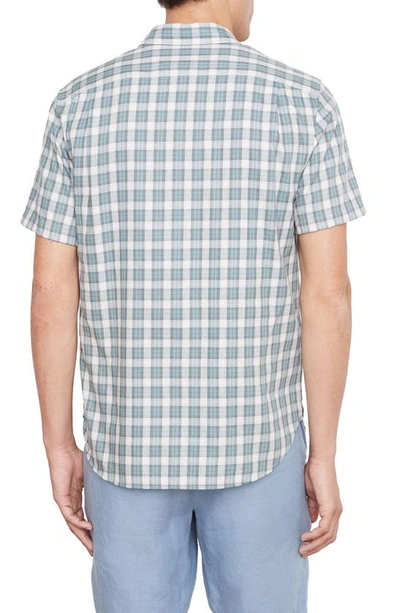 Vince Cannes Plaid Short Sleeve Button-up Shirt In Teal Pool