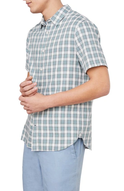 Vince Cannes Plaid Short Sleeve Button-up Shirt In Teal Pool